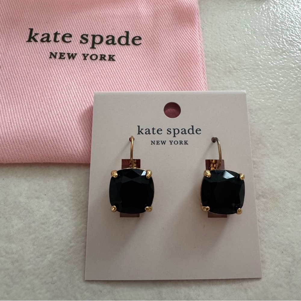 Kate Spade gold and black stone earrings, NWT, includes dust bag
